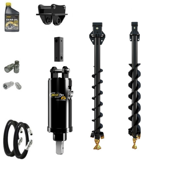 Digga PD6HF 75mm square auger drive combo package excavator up to 8T with 6 series augers