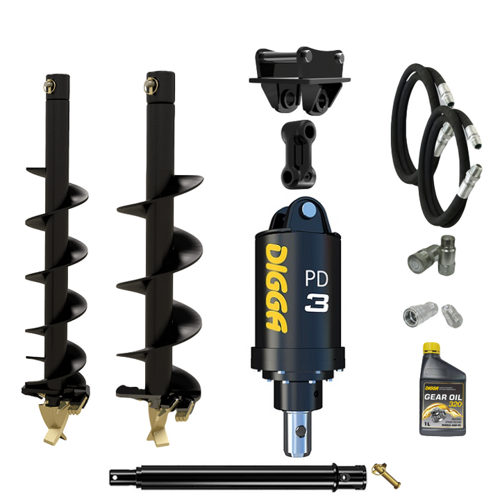 Digga PD3 auger drive combo package mini excavator up to 4T Earthmoving Warehouse