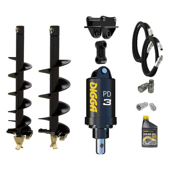 Digga PD3 auger drive combo package mini excavator up to 4T Earthmoving Warehouse