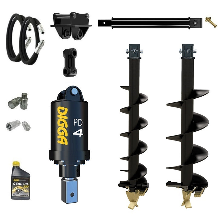 Digga PD4-5 75mm square auger drive combo package mini excavator up to 5.5T Earthmoving Warehouse