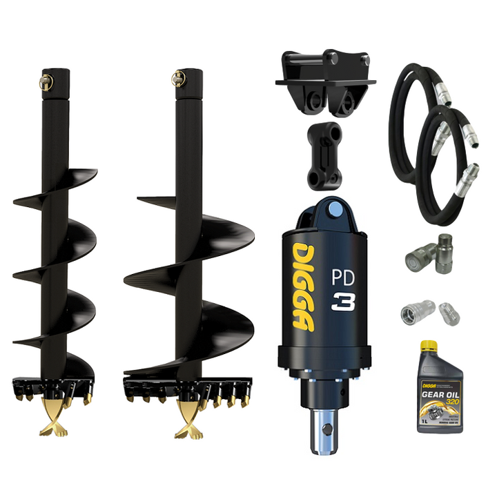 Digga PD3 auger drive combo package mini excavator up to 4T Earthmoving Warehouse