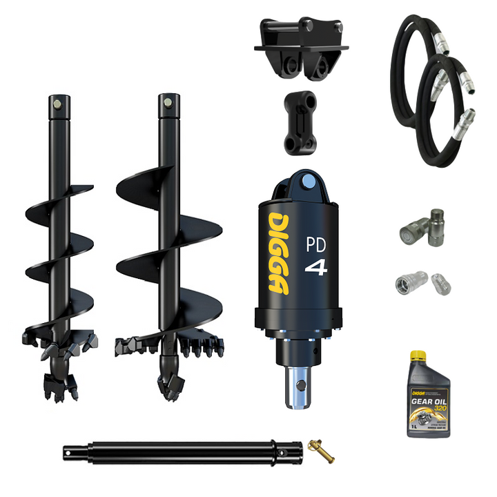 Digga PD4-2 65mm round auger drive combo package mini excavator up to 5T Earthmoving Warehouse