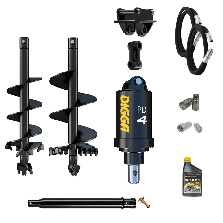 Digga PD4-2 65mm round auger drive combo package mini excavator up to 5T Earthmoving Warehouse