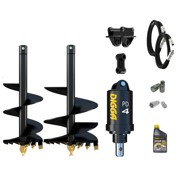 Digga PD4-2 65mm round auger drive combo package mini excavator up to 5T Earthmoving Warehouse