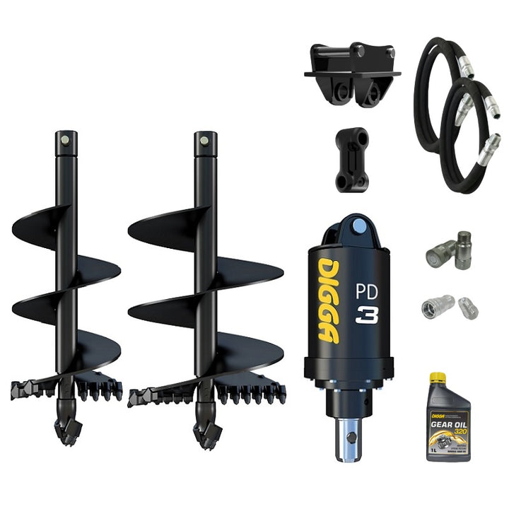 Digga PD3 auger drive combo package mini excavator up to 4T Earthmoving Warehouse