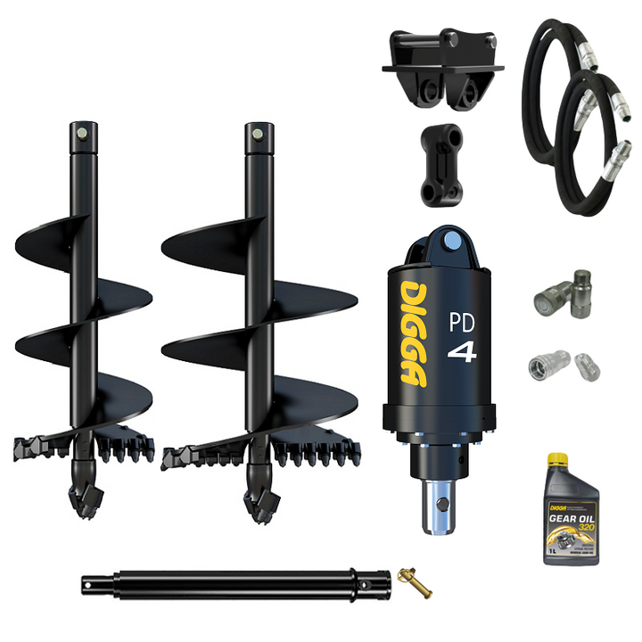 Digga PD4-2 65mm round auger drive combo package mini excavator up to 5T Earthmoving Warehouse