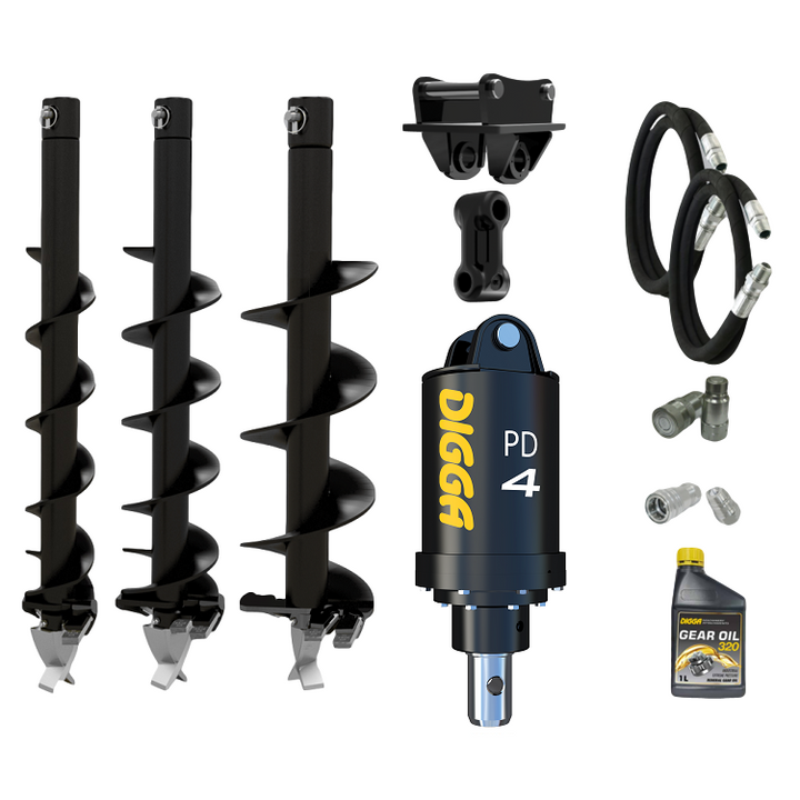 Digga PD4-2 65mm round auger drive combo package mini excavator up to 5T Earthmoving Warehouse