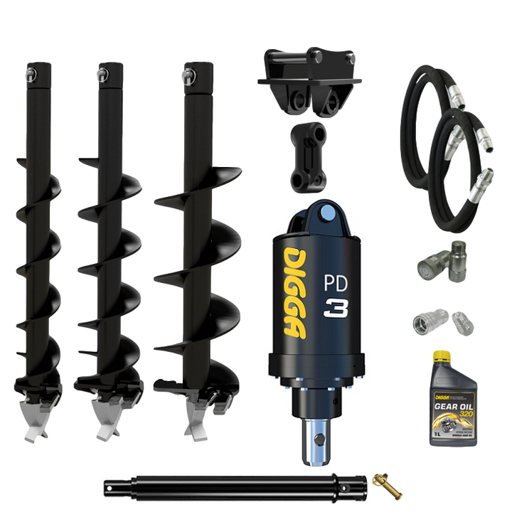 Digga PD3 auger drive combo package mini excavator up to 4T Earthmoving Warehouse