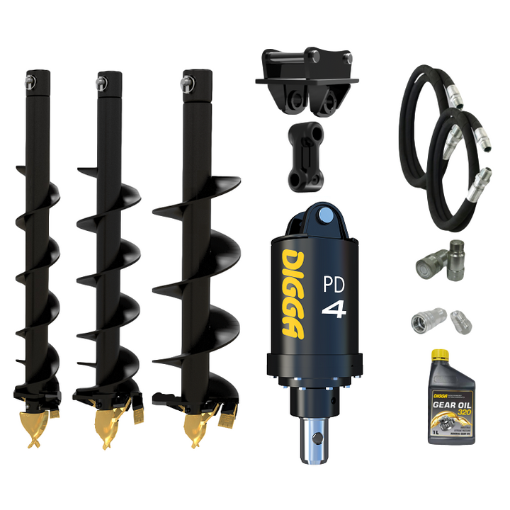 Digga PD4-2 65mm round auger drive combo package mini excavator up to 5T Earthmoving Warehouse