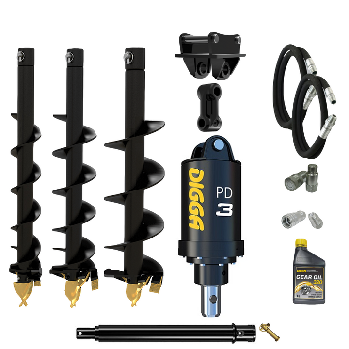 Digga PD3 auger drive combo package mini excavator up to 4T Earthmoving Warehouse