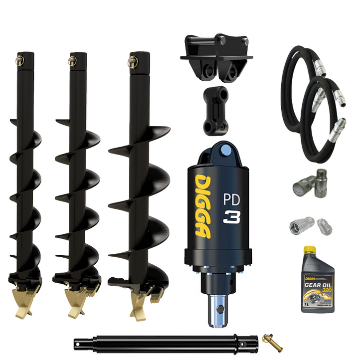 Digga PD3 auger drive combo package mini excavator up to 4T Earthmoving Warehouse